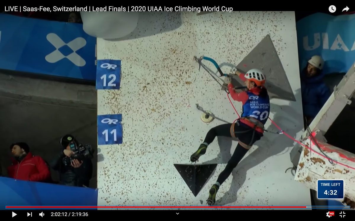 Saas Fee Ice Climbing World Cup 2020, Lead. Sina Goetz, Rang 2